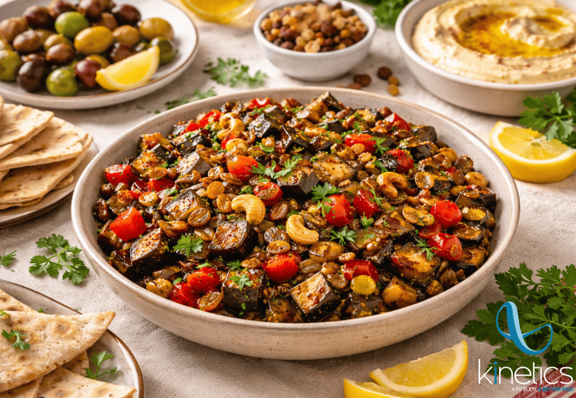 Smoky Eggplant & Pepper Salad (Vegan)